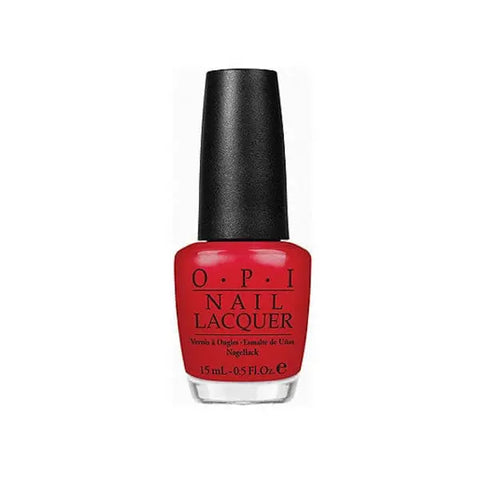 Opi Nail Lacquer NLZ13 So Hot It Berns 15ml from Jag Couture London New York, showcasing vibrant red nail polish in a sleek bottle.