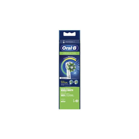 Set of three Oral-B Cross Action toothbrush refills by Jag Couture London New York, featuring angled bristles for effective cleaning.