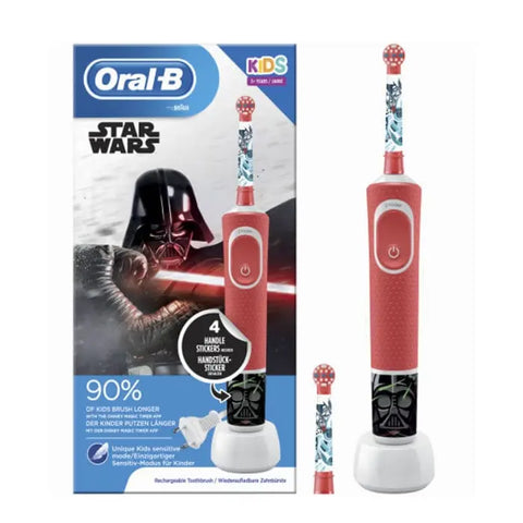 Oral-B Kids Vitalkids Star Wars Plus electric toothbrush with colorful design and character-themed handle for children.