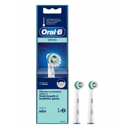 Two Oral-B Ortho Refill brush heads by Jag Couture London - New York, designed for orthodontic dental cleaning.