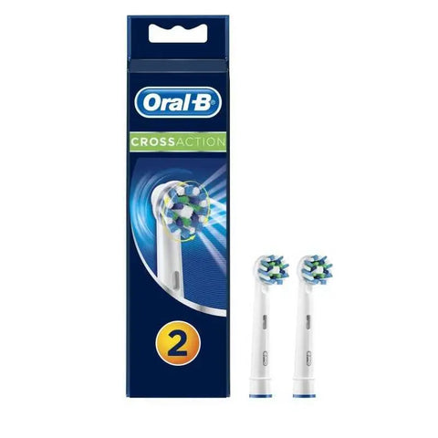 Two Oral-B Pro Cross Action black toothbrush refills by Jag Couture London New York, featuring brush heads with cross action bristles.