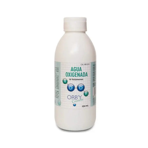Orb'y oxygenated water 10 volumes in 250ml bottle by Jag Couture London New York, clear liquid for hair or skin use