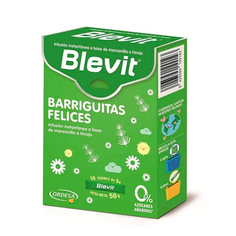 Ordesa Blevit Barriguitas Felices 10 sachets of 5g each, a nutritional supplement for children by Jag Couture London New York.