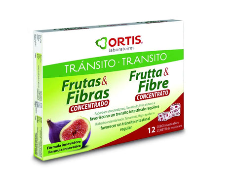 Ortis Frutas y Fibras Concentrado 12 Cubos by Jag Couture London - New York, showing colorful fruit-flavored fiber cube packs.