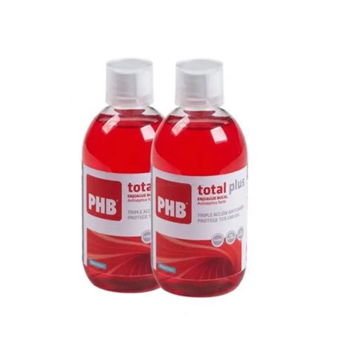 Two 500ml bottles of PHB Total Mouthwash by Jag Couture London New York, showing clear, labeled bottles on a white background.