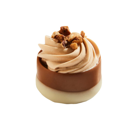 Liszt coffee ganache and caramelized pecan cupcake by Jag Couture London New York, showcasing a rich, decadent dessert treat.