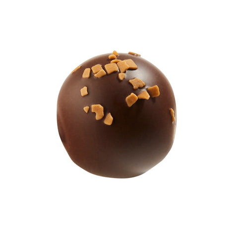 Dark chocolate with salted caramel ganache from Jag Couture London, Sanna 13.7g chocolate confection, shown in the image.