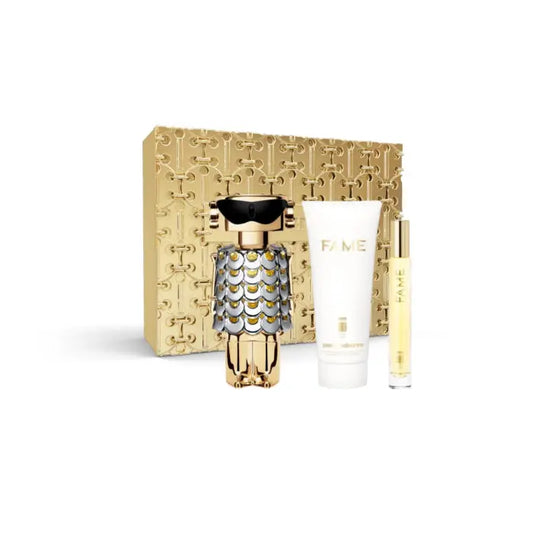 Paco Rabanne Fame Eau De Perfume Spray 80ml Set 3 Pieces Christmas 2023 Jag Couture London - New York