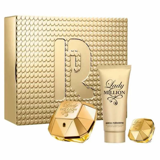 Paco Rabanne Lady Million Eau De Parfum Spray 80ml Set 3 Pieces Jag Couture London - New York