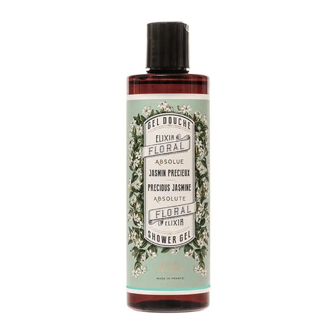Panier Des Sens Elixir Floral Precious Jasmine bath gel in 250ml bottle, featuring floral jasmine scent and elegant packaging.