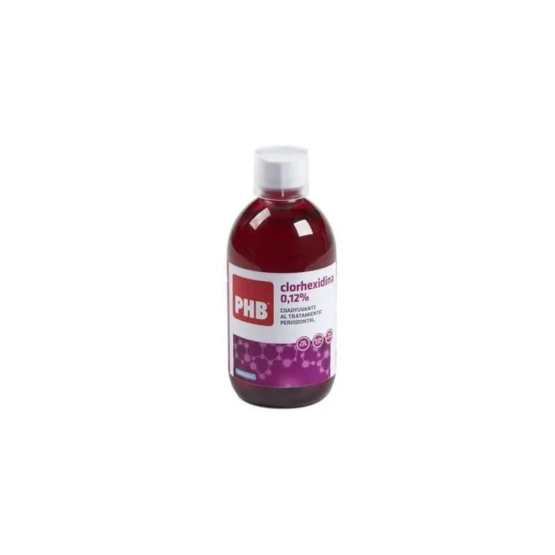 Bottle of PBH PHB chlorhexidine mouthwash in a 200ml bottle by Jag Couture London New York, with label and cap visible.