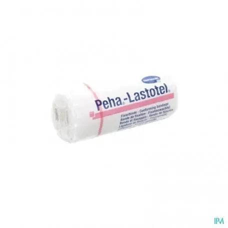 Elastic bandage Peha Lastotel Venda Elastica 4m x 8cm by Hartmann, shown wrapped around a limb for support and compression.