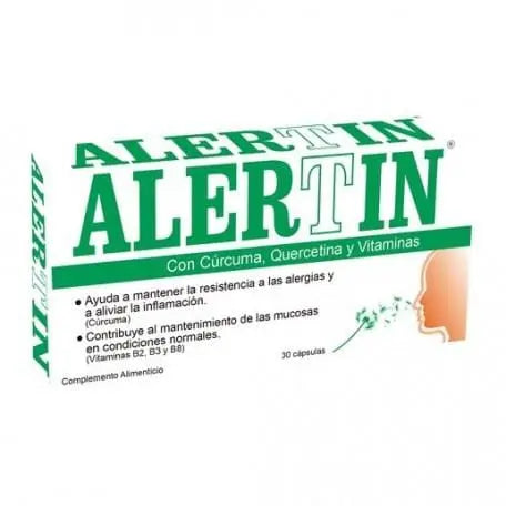 Pharma OTC Alertin 30 capsules by Jag Couture London New York, showing the blister pack with orange and white capsules.