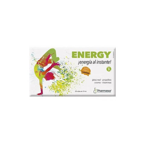 Pharmasor Homeosor Energy 10ml vials by Jag Couture London-New York, showing 20 small glass vials with labels for natural energy support.