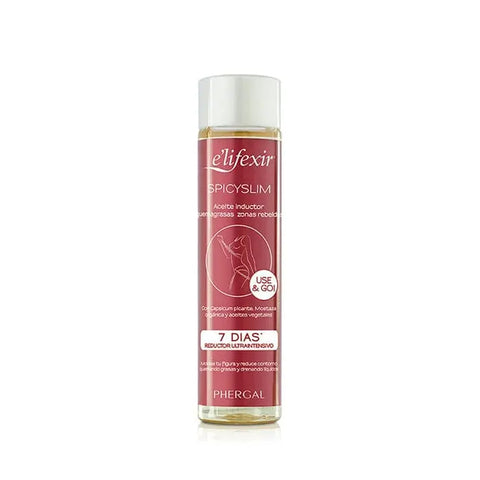Phergal Elifexir Dermo Spicyslim U&G Oil in 150ml bottle, with a sleek design and label, displayed on a white background.