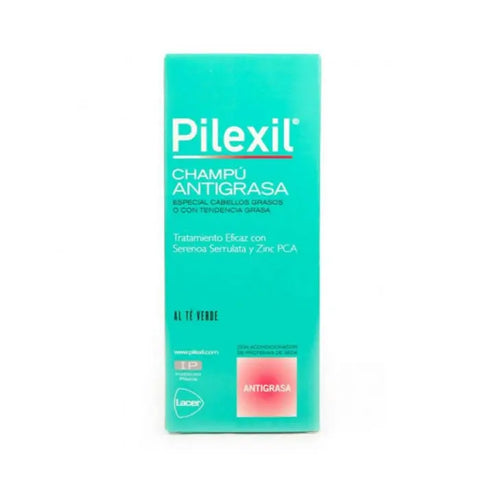Pilexil shampoo for oily hair in a 300ml bottle by Jag Couture London – New York, with sleek packaging visible.