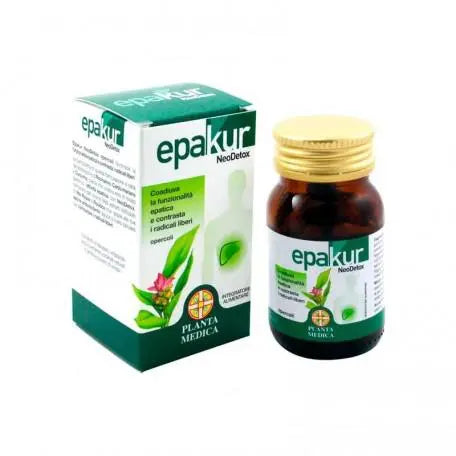 Planta Medica Epakur Neodetox 50 capsules bottle with label, natural supplement by Jag Couture London New York