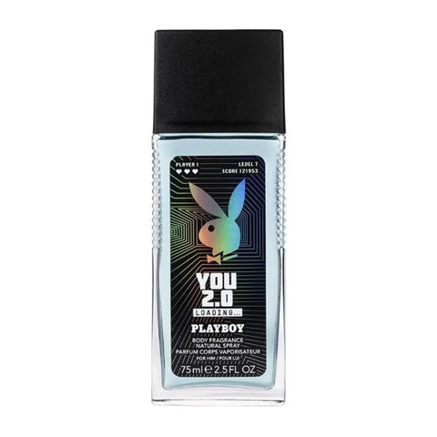 Playboy You 2.0 Man deodorant spray 75ml by Jag Couture London New York, featuring a sleek black and silver bottle.