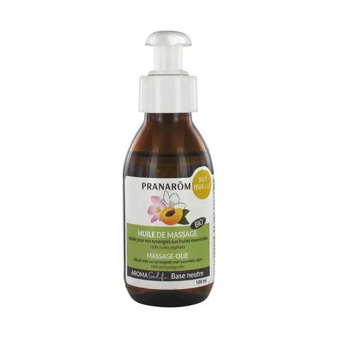 Pranarôm Bio Massage Oil 100 ml by Jag Couture London New York, showing a clear bottle of natural massage oil with label.