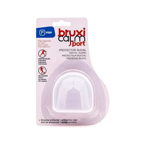 Prim Bruxicalm Sport Mouthguard by Jag Couture London New York, showing a clear, contoured mouthguard for athletic protection.