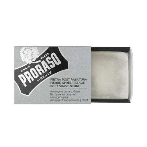 Proraso after shave stone 100g by Jag Couture London - New York, showing the traditional grooming product in a natural setting.