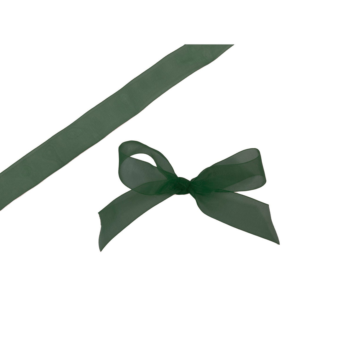 Hunter green organza woven edge ribbon