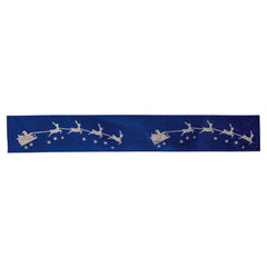 Midnight blue single faced satin ribbon with Santa on sleigh design