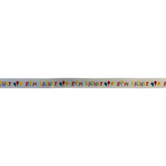 Happy Birthday balloons printed white ribbon