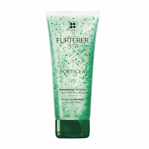Rene Furterer Forticea Energizing Shampoo 200ml, a natural hair care product with invigorating formula, displayed in a sleek bottle.