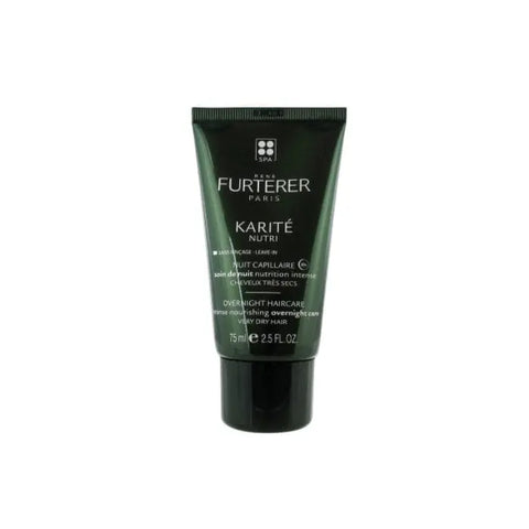 Rene Furterer Karite Nutri Overnight Haircare 75ml bottle, nourishing hair treatment with natural ingredients, in a sleek container.