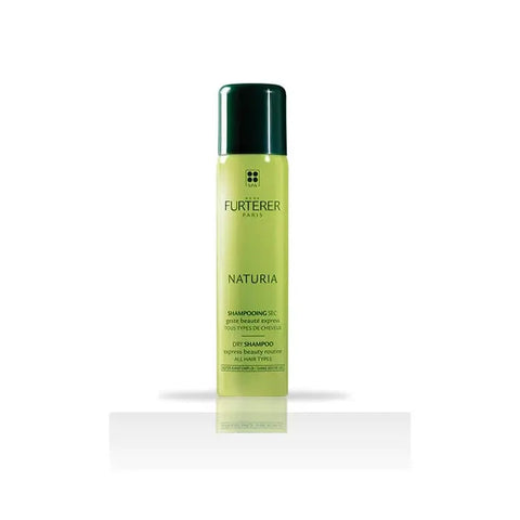 Rene Furterer Naturia dry shampoo 150ml bottle, natural hair refresh spray, with clean and minimalist packaging.