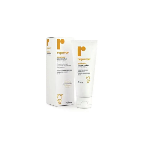 Repavar Pediatric Nappy Cream in 75ml tube, designed for infants, with a smooth, creamy texture and gentle application.