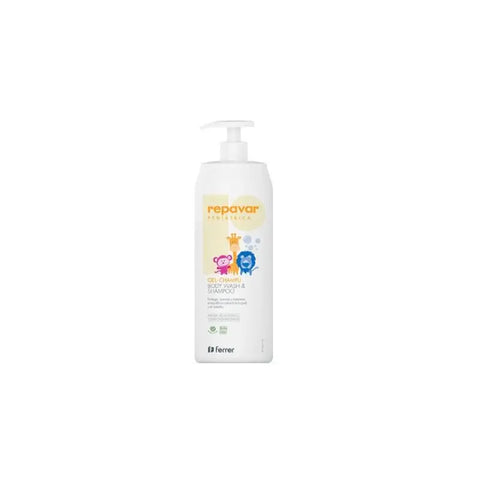 Repavar Pediátrica Gel Shampoo 750ml by Jag Couture London - New York, showing the gentle, clear shampoo bottle on a clean surface.
