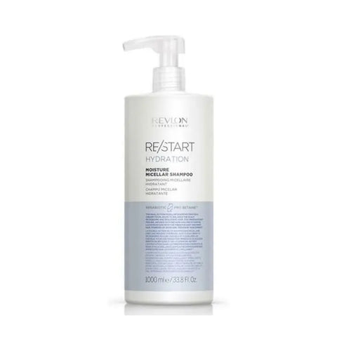 Revlon Re-Start Hydration Shampoo in a 1000ml bottle by Jag Couture London New York, with a clear label and pump dispenser