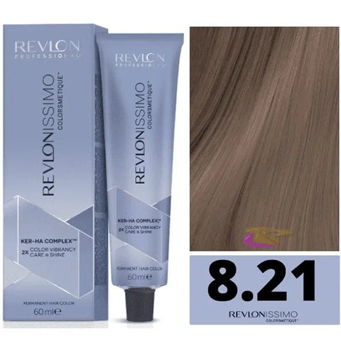 Revlon Revlonissimo Colorsmetique 8.21 Light Blonde Iris Ash hair dye bottle by Jag Couture London New York
