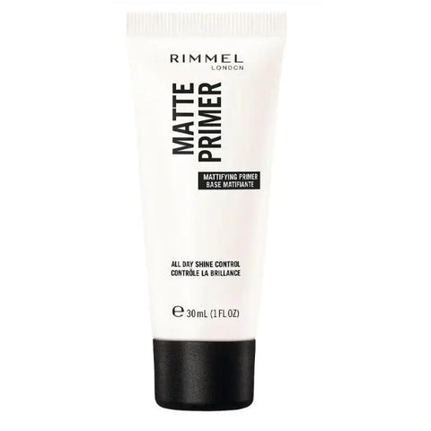 Rimmel London Lasting Matte Primer 30ml bottle with sleek packaging, designed to create a matte finish for smooth skin.