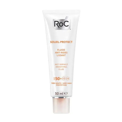Jag Couture London Roc Soleil Protect Anti-Wrinkle Smoothing Fluid SPF50 50ml, white bottle with pump dispenser and product label