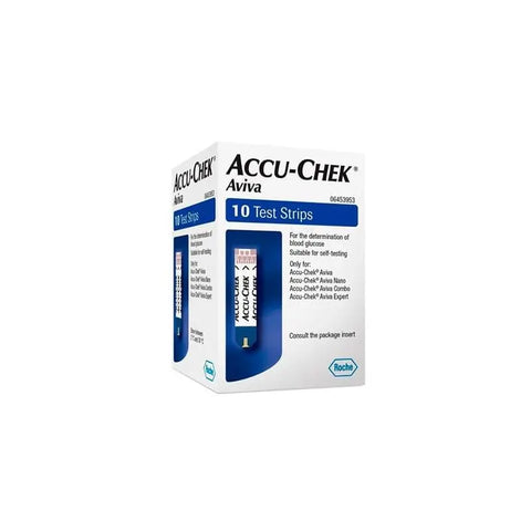 Roche Accu Chek Aviva 10 units blood glucose test strips, designed for accurate diabetes monitoring by Jag Couture London New York