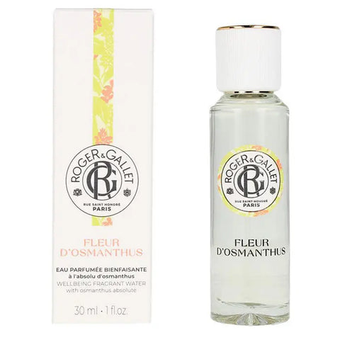 Roger & Gallet Fleur d'Osmanthus Eau Fraîche Parfumée vaporizer 30ml, showcasing the elegant perfume bottle with floral accents.