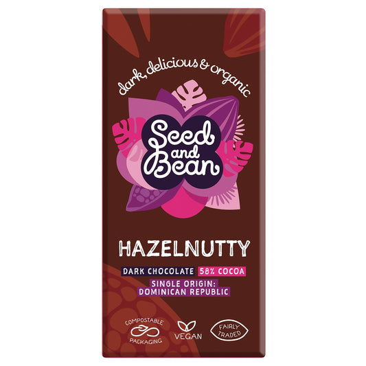 Organic & Fair Trade 58% dark chocolate bar with Sicilian hazelnut