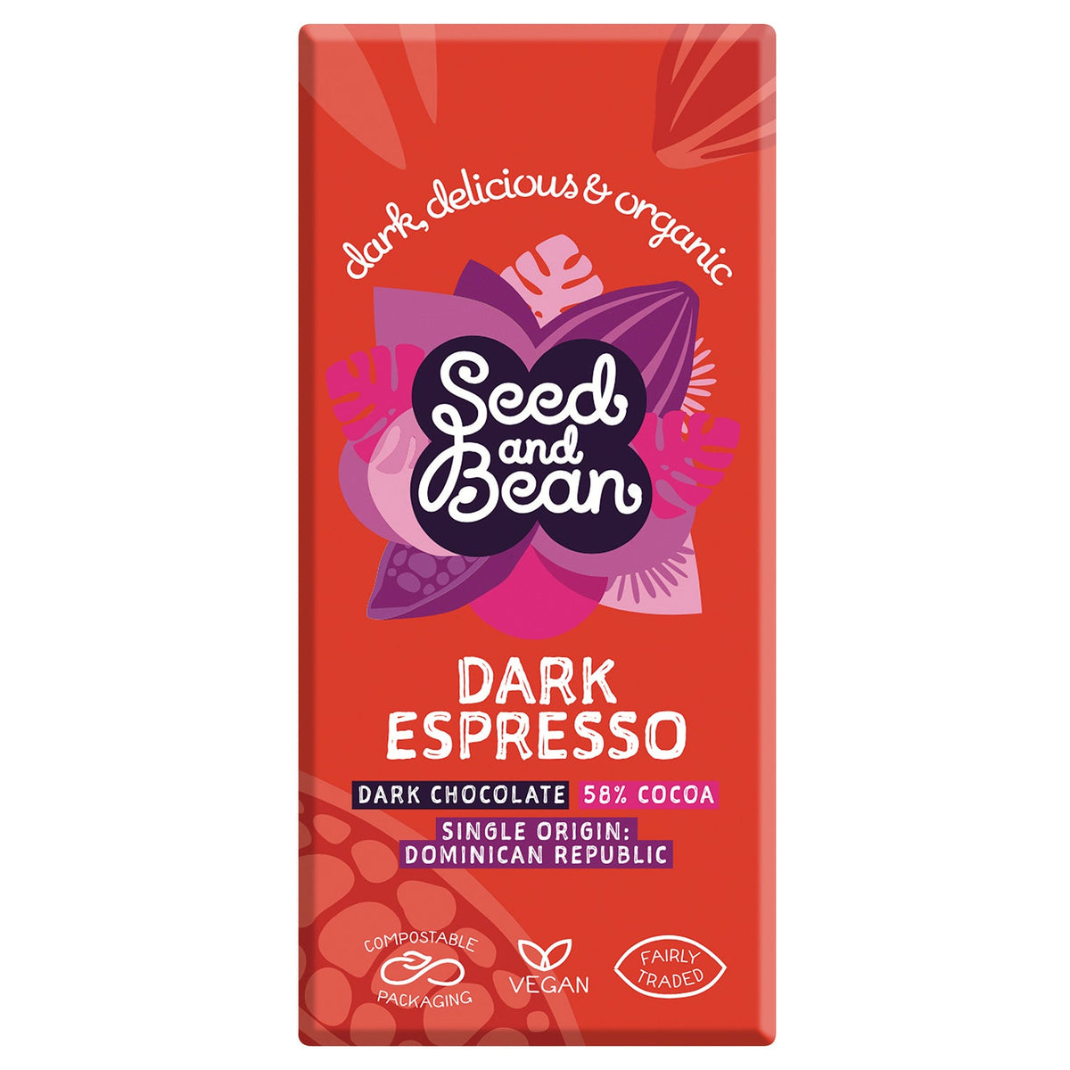 Organic & Fair Trade 58% dark chocolate bar with espresso coffee