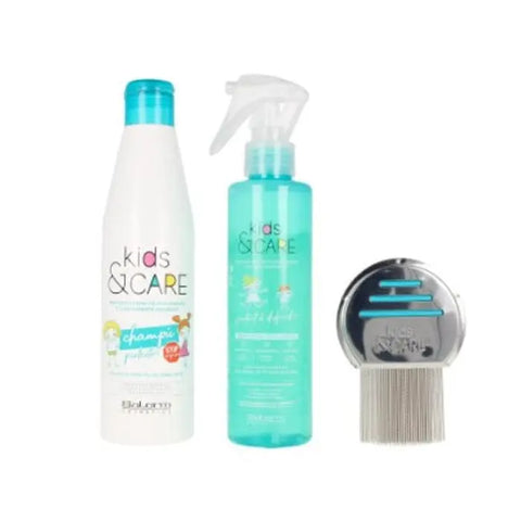 Salerm Cosmetics Kids & Care Set with three pieces, including shampoo, conditioner, and styling products, by Jag Couture London New York