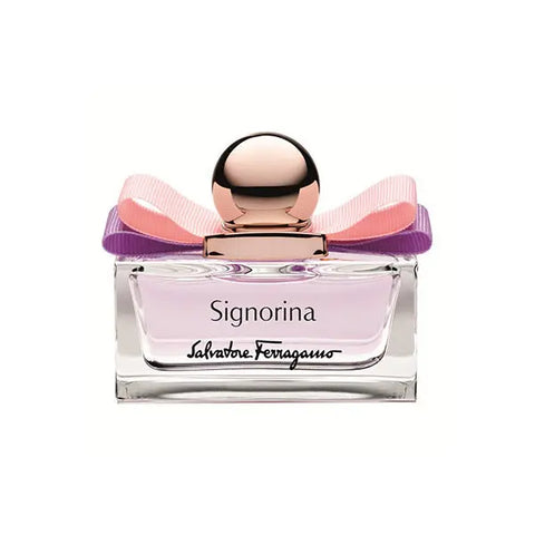 Salvatore Ferragamo Signorina Eau de Toilette spray 100ml bottle, elegant floral fragrance for women, displayed with packaging.