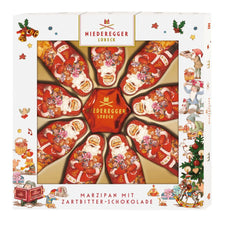 Santa and star selection of dark chocolate covered marzipan in gift box Jag Couture London - New York