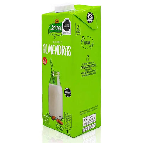Organic almond milk pack from Santiveri, 6x1 liter cartons, by Jag Couture London New York, featuring fresh, natural almond milk bottles.