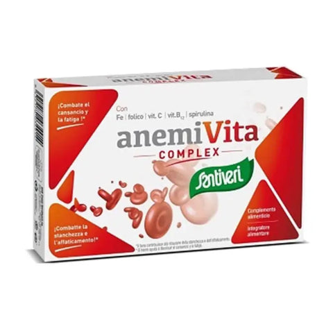 Santiveri Anemivita Complex Iron capsules bottle with 40 capsules, natural supplement for iron and energy support.