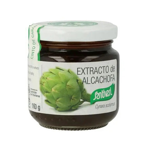 Santiveri artichoke extract 160g jar, natural supplement with fresh artichoke imagery from Jag Couture London New York
