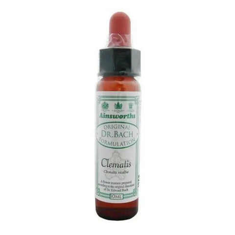 Santiveri Bach Clematis 10ml flower remedy bottle with label, natural herbal product by Jag Couture London New York.