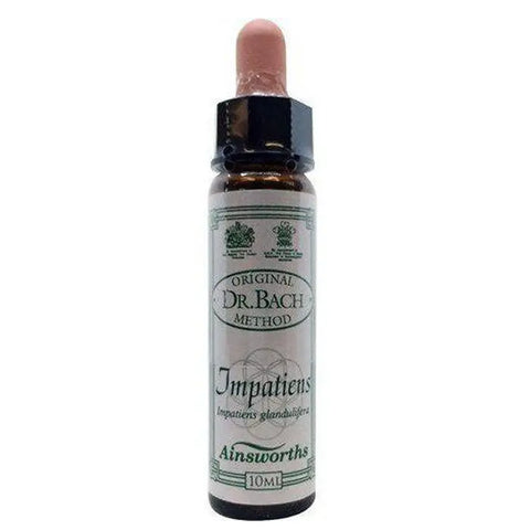 Santiveri Bach Impatiens 10ml herbal remedy bottle with dropper from Jag Couture London New York.