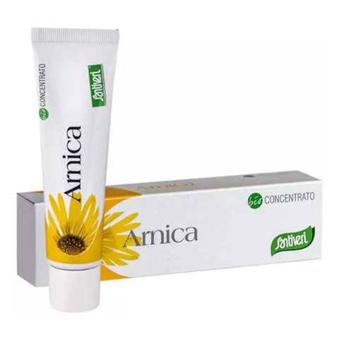Santiveri Dermo Arnica Cream Bio 50g jar featuring natural herbal ingredients for skin soothing and relief.